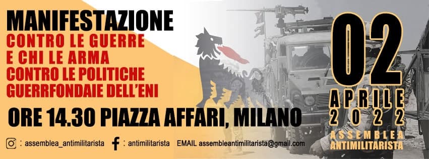 2 aprile. A Milano contro le politiche guerrafondaie dell’ENI